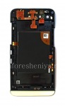 The middle part of the original body in the assembly with the rim for the BlackBerry Z30, Silver / Black