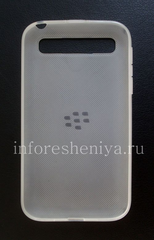 Photogallery for Funda de silicona original compactado Shell suave de la caja para BlackBerry Classic, White (blanco traslúcido) product