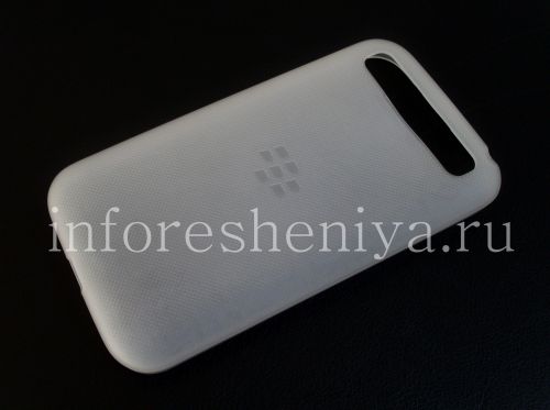Photogallery for Funda de silicona original compactado Shell suave de la caja para BlackBerry Classic, White (blanco traslúcido) product