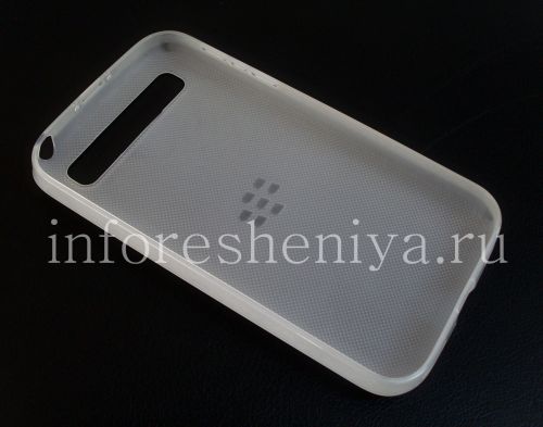 Photogallery for Funda de silicona original compactado Shell suave de la caja para BlackBerry Classic, White (blanco traslúcido) product