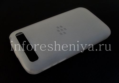 Photogallery for Funda de silicona original compactado Shell suave de la caja para BlackBerry Classic, White (blanco traslúcido) product