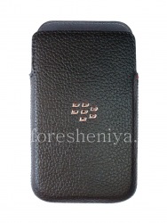 Original Leather Case-pocket with metal logo Leather Pocket for BlackBerry Classic, Black