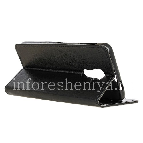 Photogallery for उद्घाटन आरामदायक BlackBerry DTEK60 के लिए क्षैतिज चमड़ा प्रकरण, काला product