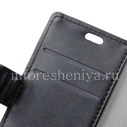 Photogallery for उद्घाटन आरामदायक BlackBerry DTEK60 के लिए क्षैतिज चमड़ा प्रकरण, काला product