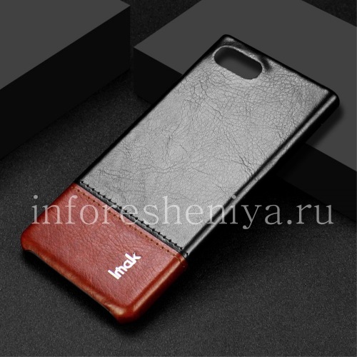 Photogallery for Corporate plastic cover-cover Leather IMAK for BlackBerry KEY2 LE, Black/Brown product