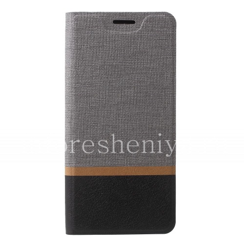 Photogallery for حقيبة جلد فتحة أفقية لـ BlackBerry KEY2, رمادي / أسود product