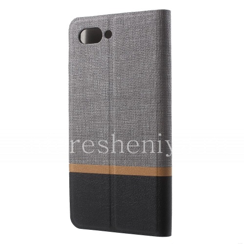 Photogallery for حقيبة جلد فتحة أفقية لـ BlackBerry KEY2, رمادي / أسود product