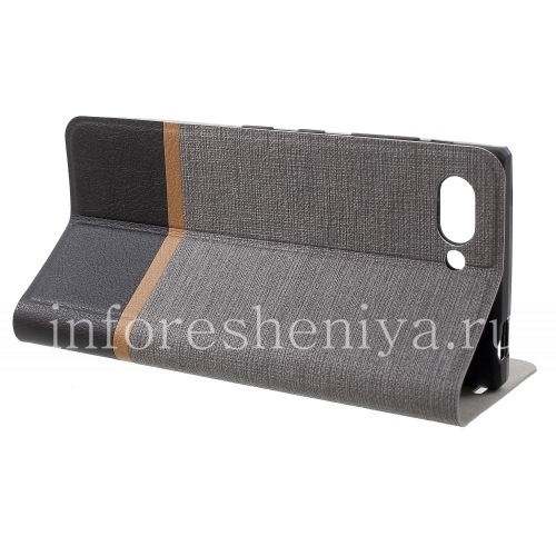 Photogallery for حقيبة جلد فتحة أفقية لـ BlackBerry KEY2, رمادي / أسود product