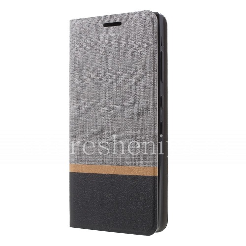 Photogallery for حقيبة جلد فتحة أفقية لـ BlackBerry KEY2, رمادي / أسود product