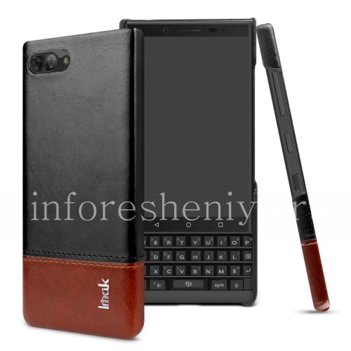 Photogallery for Funda de plástico corporativo cubierta de cuero IMAK para BlackBerry KEY2, Negro / Marrón (Negro / Marrón) product