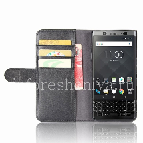 Photogallery for Leather case horizontally opening &quot;Classic&quot; for BlackBerry KEYone, The black product