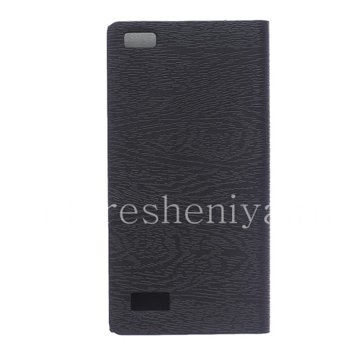 Photogallery for Caso de cuero horizontal apertura &quot;madera&quot; para BlackBerry Leap, negro product