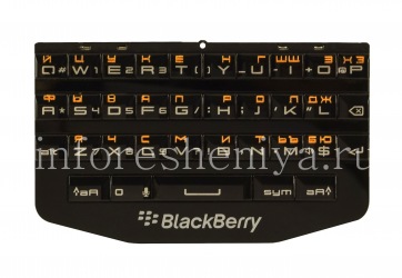 与董事会的BlackBerry P'9983保时捷设计俄语键盘组件（雕刻）, 黑色与彩色雕刻