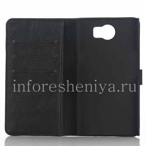 Photogallery for حقيبة جلد افتتاح الأفقي &quot;كلاسيك&quot; للبلاك بيري PRIV, أسود product