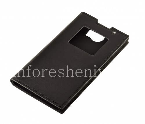 Photogallery for BlackBerry Priv জন্য একটি খোলার ঢাকনা দিয়ে স্বাক্ষর চামড়া কেস SIKAI, কালো, জরিমানা জমিন product