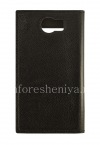Photo 2 — BlackBerry Priv用の開口部蓋付きシグネチャーレザーケースSIKAI, ブラック、大きなテクスチャ