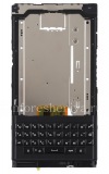 Photo 1 — bagian tengah perumahan di dirakit secara lengkap dengan keyboard, speaker, mikrofon dan tombol samping loop untuk BlackBerry Priv, hitam