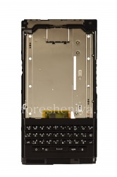 Middle part of housing in the fully assembled with the Russian keyboard (engraving), a speaker, a microphone and a loop side buttons for BlackBerry Priv, The black