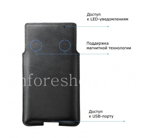 Photogallery for Signature Leather Case-poche pour Sikai BlackBerry Priv, Noir, texture fine product