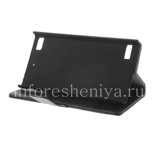 Photogallery for চামড়া কেস অনুভূমিক খোলার &quot;ক্লাসিক&quot; BlackBerry Z3 জন্য, কালো product