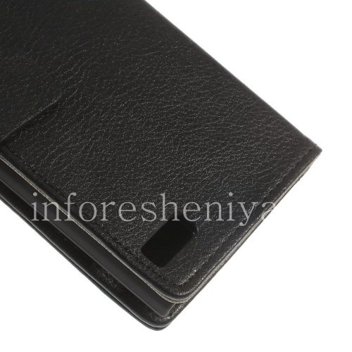 Photogallery for চামড়া কেস অনুভূমিক খোলার &quot;ক্লাসিক&quot; BlackBerry Z3 জন্য, কালো product