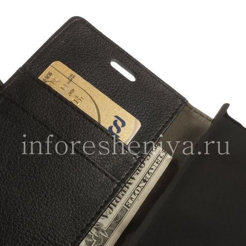 Photogallery for চামড়া কেস অনুভূমিক খোলার &quot;ক্লাসিক&quot; BlackBerry Z3 জন্য, কালো product