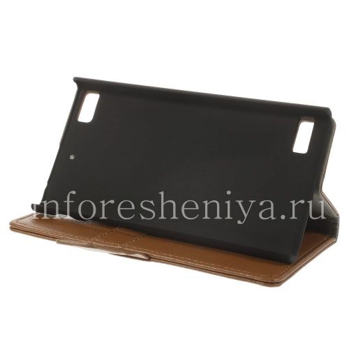 Photogallery for চামড়া কেস অনুভূমিক খোলার &quot;ক্লাসিক&quot; BlackBerry Z3 জন্য, বাদামী product