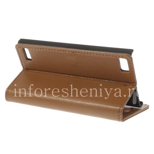 Photogallery for চামড়া কেস অনুভূমিক খোলার &quot;ক্লাসিক&quot; BlackBerry Z3 জন্য, বাদামী product