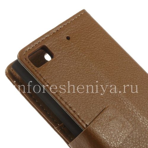Photogallery for চামড়া কেস অনুভূমিক খোলার &quot;ক্লাসিক&quot; BlackBerry Z3 জন্য, বাদামী product