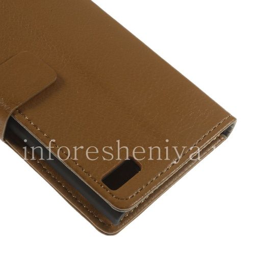 Photogallery for চামড়া কেস অনুভূমিক খোলার &quot;ক্লাসিক&quot; BlackBerry Z3 জন্য, বাদামী product