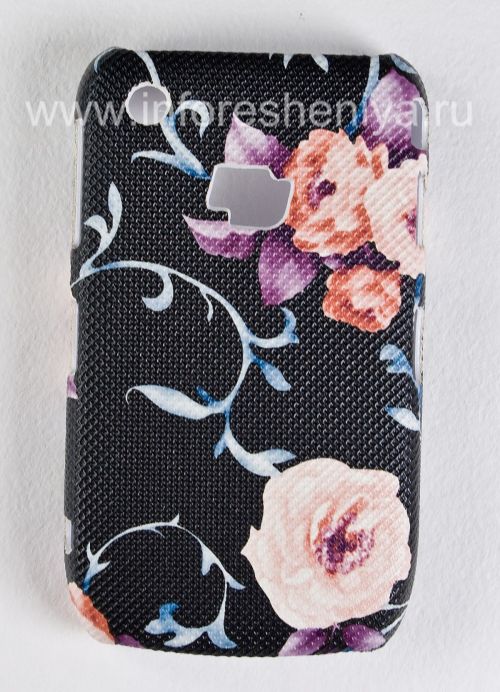 Photogallery for 塑料“饰品”盖盖BlackBerry 8520 / 9300曲线, 一系列的“花”，黑 product