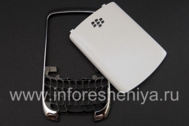 Color body (in two parts) for BlackBerry 9300 Curve 3G, Metallic rim, lid white