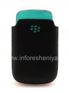 Photo 1 — Original-Leder-Kasten-Tasche Ledertasche Tasche für Blackberry Curve 8520/9300, Schwarz / Blau (Himmelblau)
