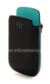 Photo 3 — Kulit asli Kasus-saku Kulit Pocket Pouch untuk BlackBerry 8520 / 9300 Curve, Black / Blue (Sky Blue)