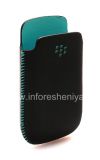 Photo 6 — Kulit asli Kasus-saku Kulit Pocket Pouch untuk BlackBerry 8520 / 9300 Curve, Black / Blue (Sky Blue)