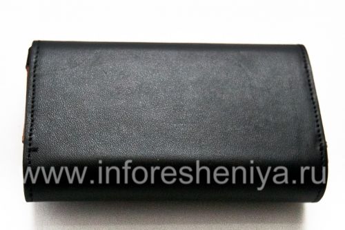 Photogallery for Funda de cuero original del bolso de cuero en folio para BlackBerry, Negro / Negro (Negro w / Castaño Accent) product