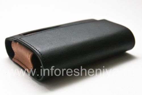 Photogallery for Funda de cuero original del bolso de cuero en folio para BlackBerry, Negro / Negro (Negro w / Castaño Accent) product