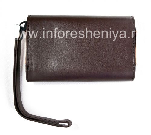 Photogallery for Funda de cuero original del bolso de cuero en folio para BlackBerry, Chocolate / Brown (Chok w / Tan Accent) product