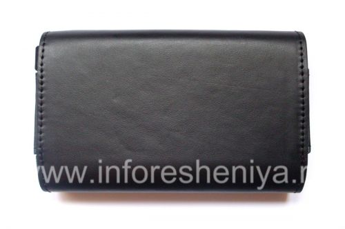 Photogallery for Funda de cuero original del bolso de cuero en folio para BlackBerry, Negro / Negro (Negro w / Negro acento) product
