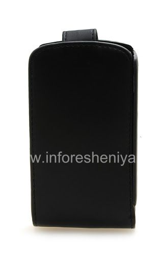 Photogallery for Ledertasche mit vertikale Öffnung Cover für Blackberry Curve 8900, Schwarz mit schwarzen Nähten product