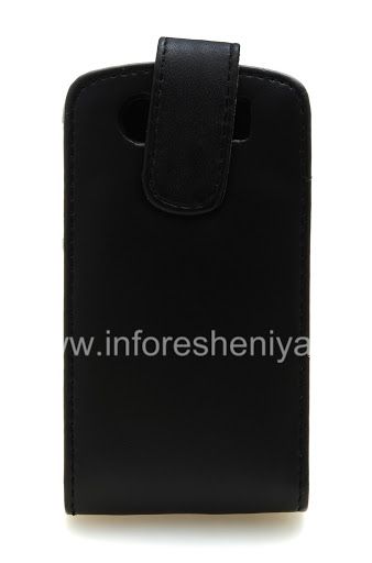 Photogallery for Ledertasche mit vertikale Öffnung Cover für Blackberry Curve 8900, Schwarz mit schwarzen Nähten product