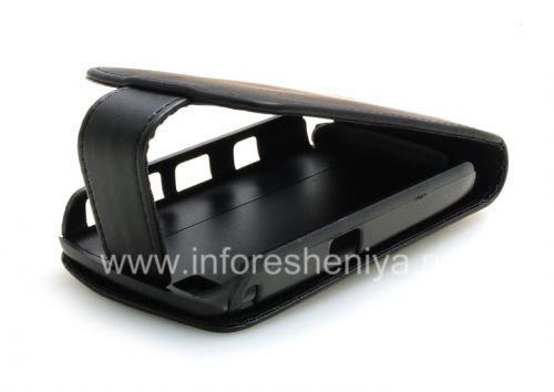 Photogallery for Ledertasche mit vertikale Öffnung Cover für Blackberry Curve 8900, Schwarz mit schwarzen Nähten product