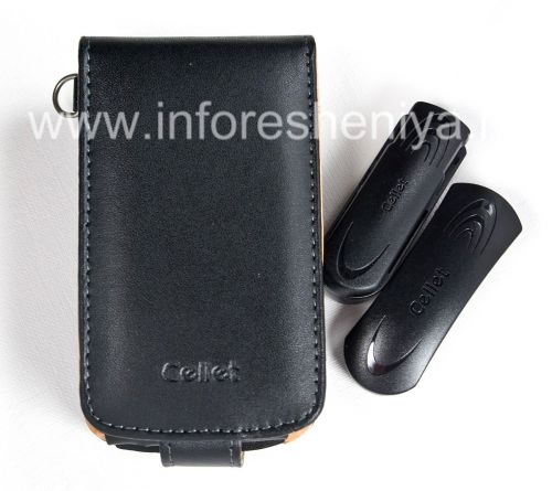 Photogallery for Isignesha Isikhumba Case c zibheka kuvula lid clip Cellet Executive Case for BlackBerry 8900 Ijika, Black / Brown product