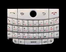 اللؤلؤ الأبيض لوحة المفاتيح الروسية بلاك بيري 9000 Bold, الأبيض (لؤلؤة بيضاء)