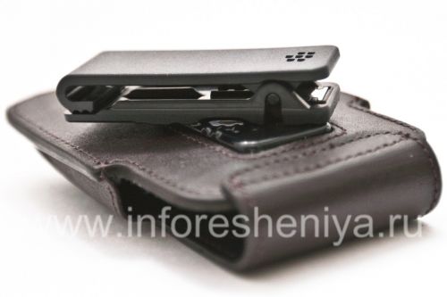 Photogallery for Ursprünglicher lederner Fall c Clip runde Leder-Holster für Blackberry 9000 Bold, Dunkelbraun (braun) product