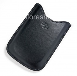 De cuero original del cuero del caso bolsillo bolsa del bolsillo para BlackBerry 9000 Bold, Negro (Negro)