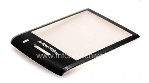 Photogallery for Original glass on the screen without metal mounts and speaker grilles for BlackBerry 9100 / 9105 Pearl 3G, The black product