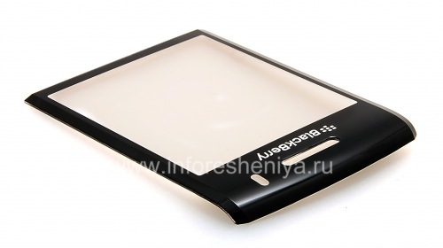 Photogallery for Original glass on the screen without metal mounts and speaker grilles for BlackBerry 9100 / 9105 Pearl 3G, The black product