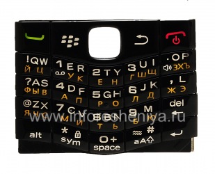 Keyboard Rusia BlackBerry 9100 Pearl 3G, Hitam dengan angka putih