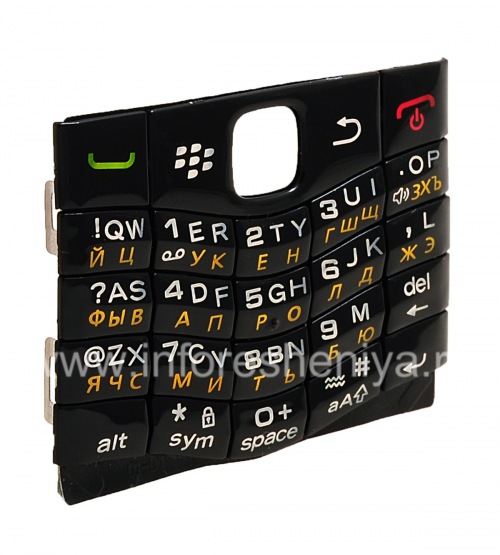 Photogallery for रूसी कीबोर्ड BlackBerry 9100 Pearl 3G, सफेद संख्याओं के साथ काला product